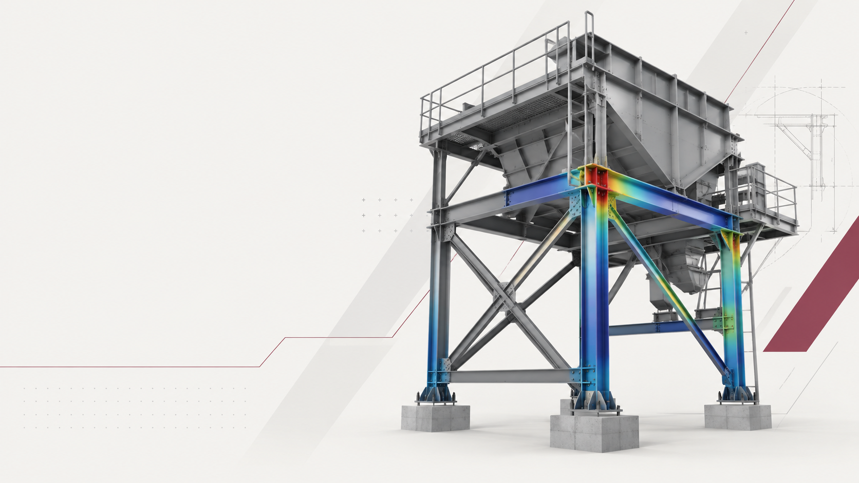Visualización de una estructura industrial con análisis por elementos finitos